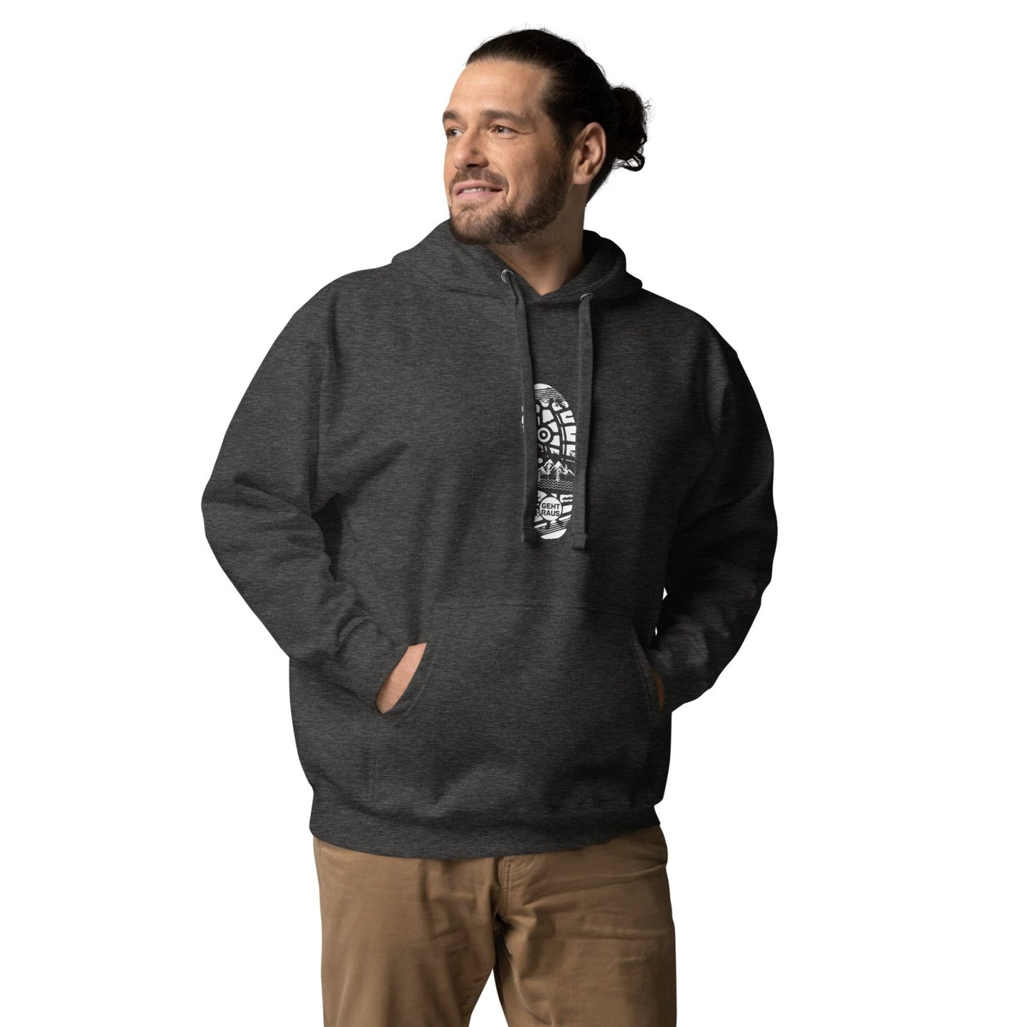 Kapuzenpullover für Papa - Outdoor Wandern - personalisiertes für Charcoal Heather | Papa & Ich