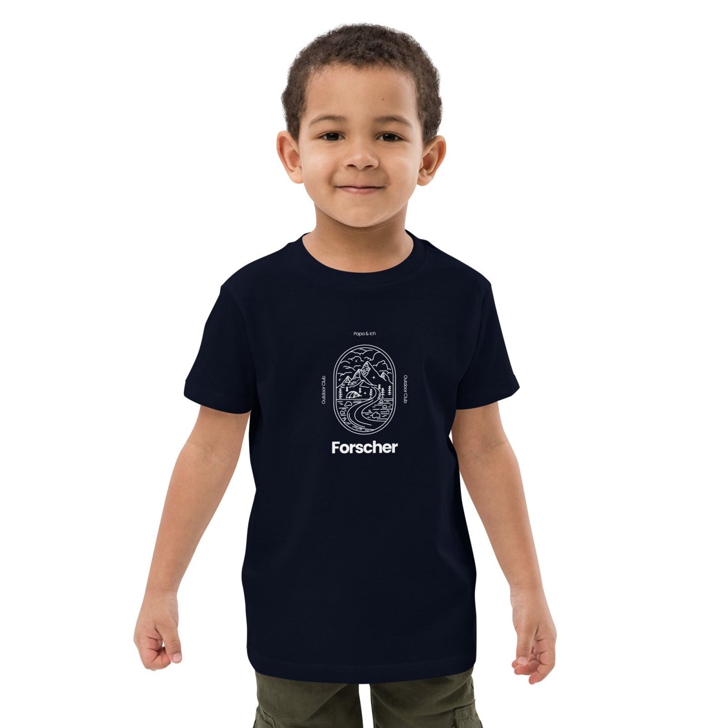 Kindershirt „Forscher – Outdoor Club“ - personalisiertes für Schwarz | Papa & Ich
