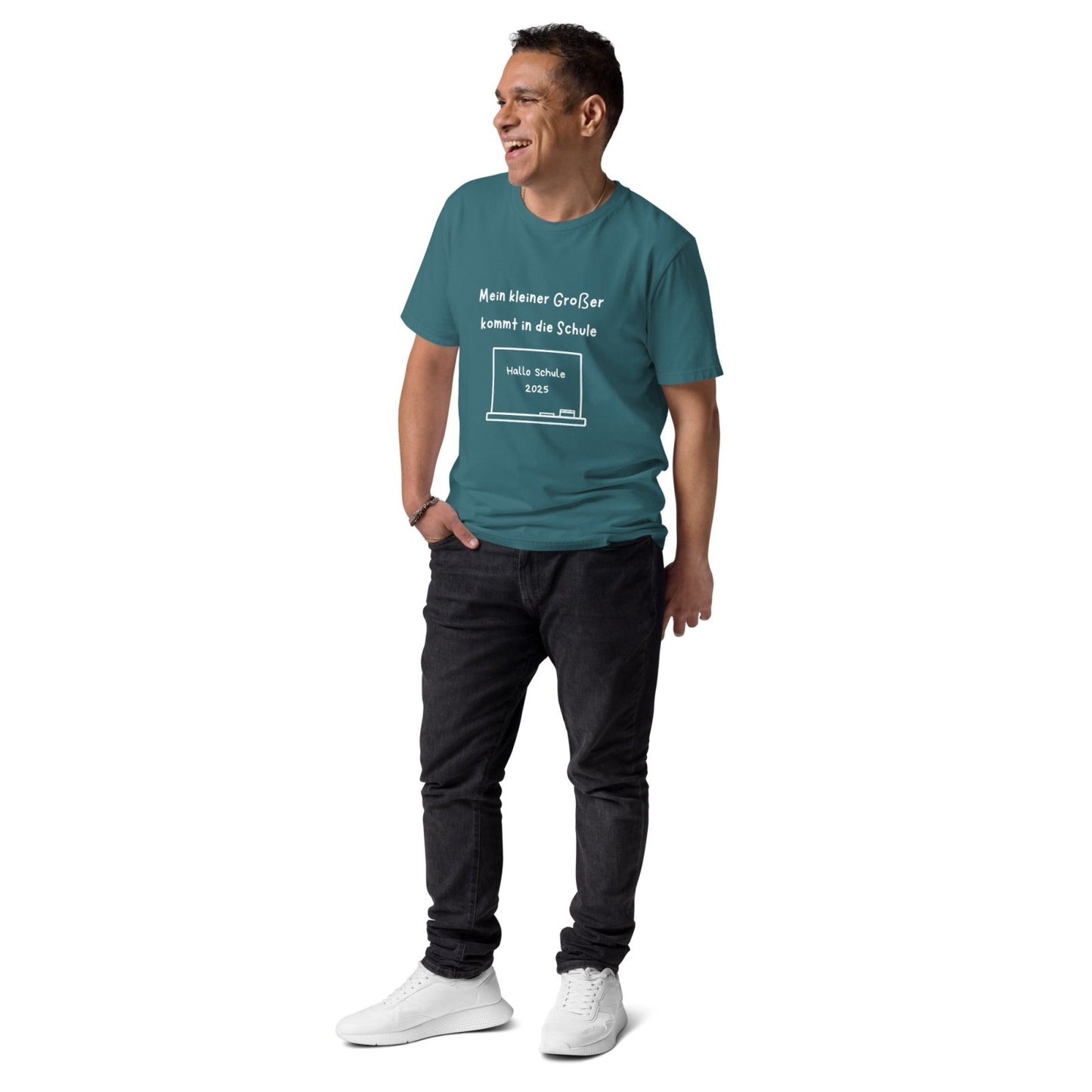 Produkttext – Papa - Shirt „Mein kleiner Großer kommt in die Schule“ - personalisiertes T-Shirt für Papa für Stargazer | Papa & Ich