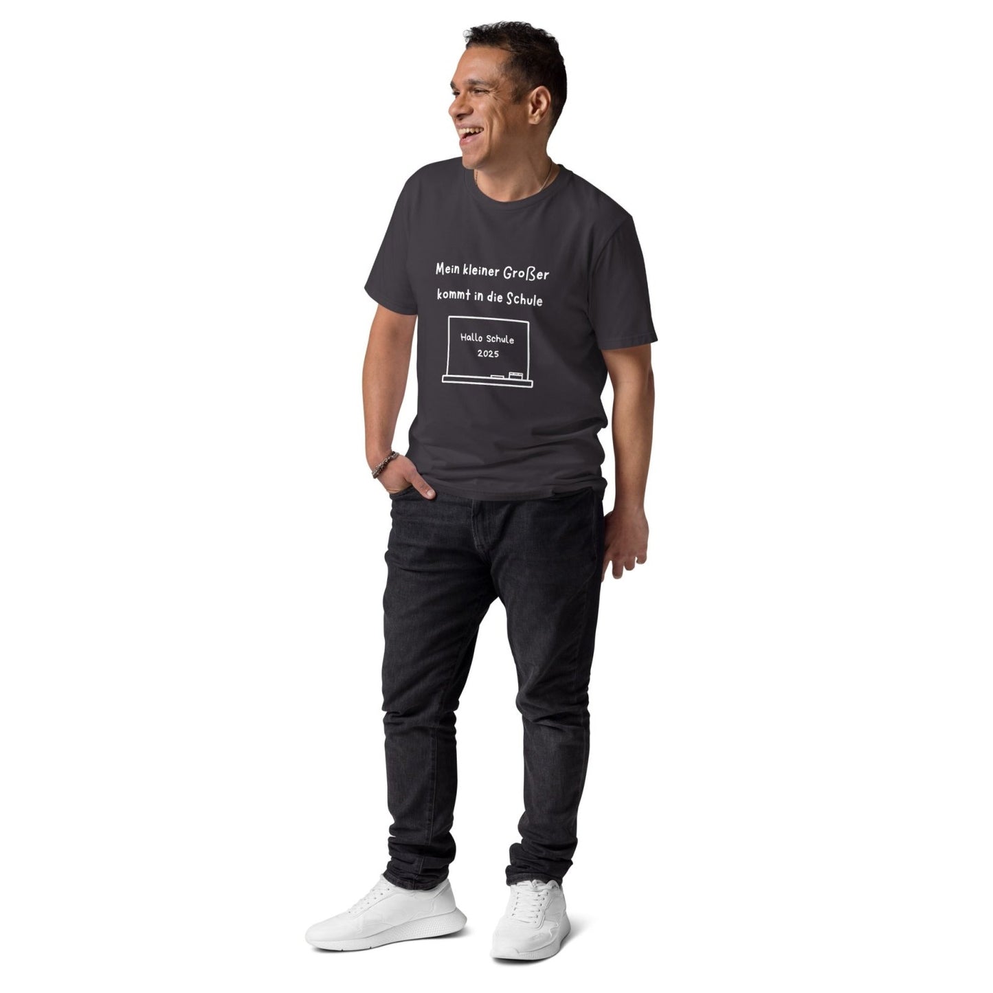 Produkttext – Papa - Shirt „Mein kleiner Großer kommt in die Schule“ - personalisiertes T-Shirt für Papa für Anthracite | Papa & Ich