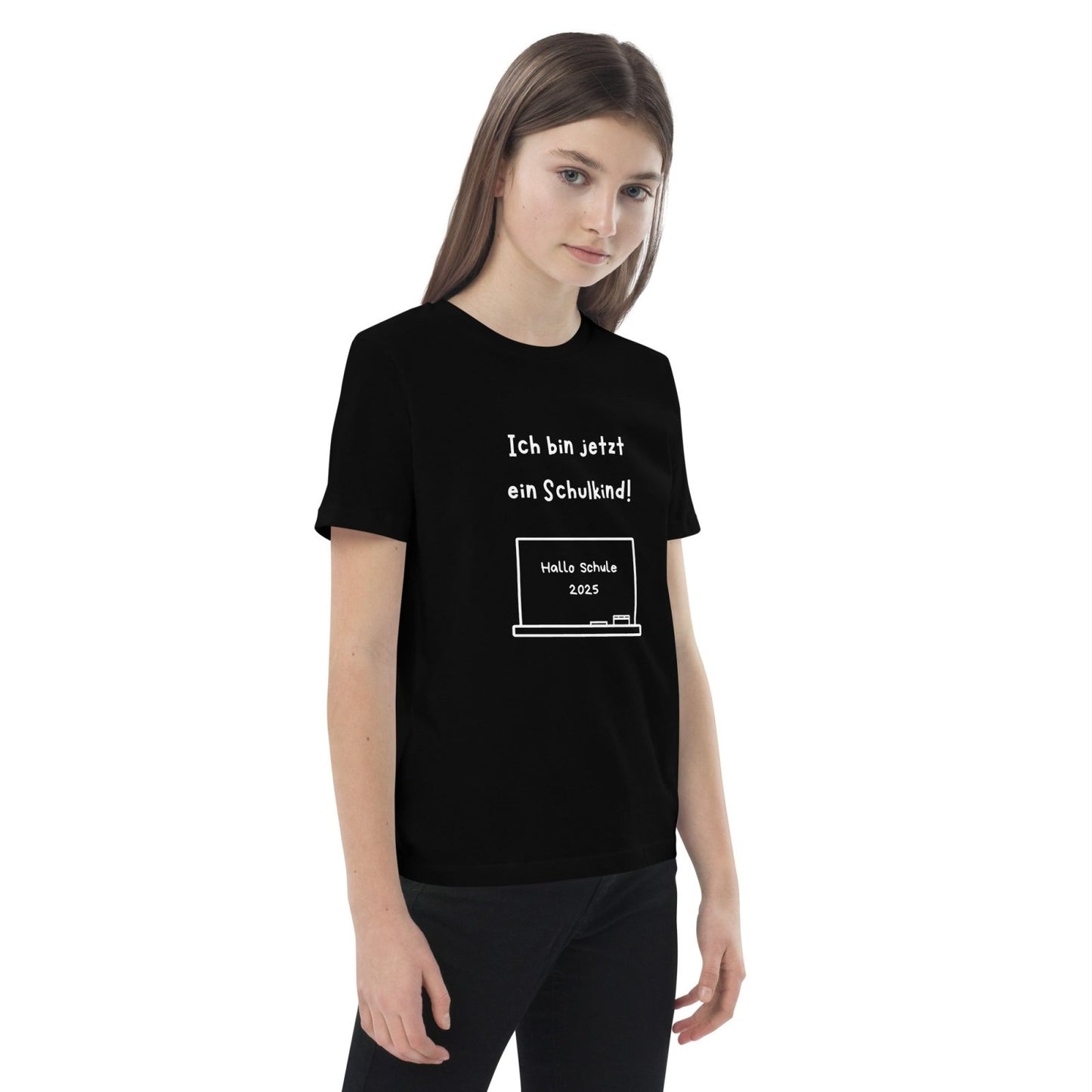 Produkttext – Shirt „Ich bin jetzt ein Schulkind!“ - personalisiertes für Schwarz | Papa & Ich