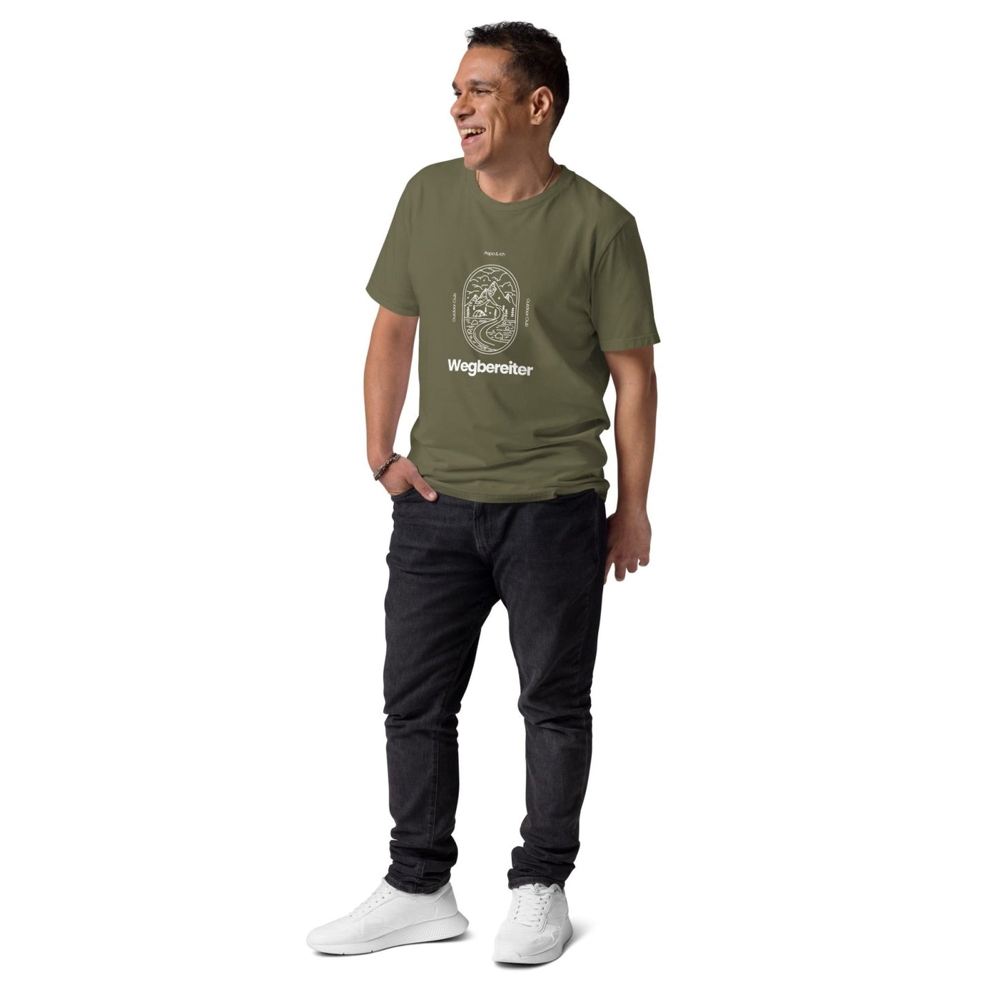 Papa - Shirt „Wegbereiter – Outdoor Club“ - personalisiertes T-Shirt für Papa für Khaki | Papa & Ich